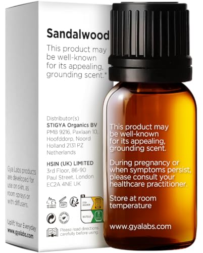 Image of 100% Pure Sandalwood Essential Oil for Skin & Diffuser - 0.34 Fl Oz | Sandalwood Oil for Hair, Meditation & DIY, Rich Woody Aroma for Calming, Aromatherapy Grade Oil - Gya Labs