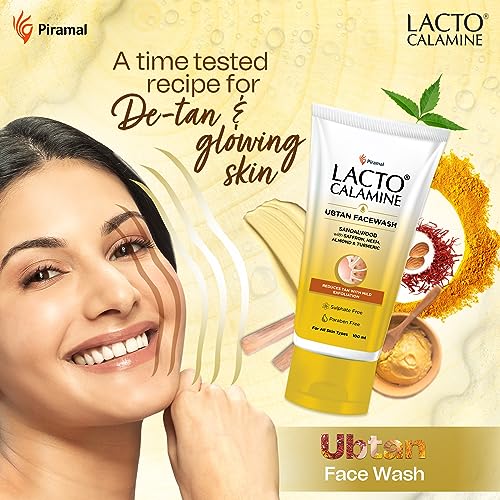 Lacto Calamine Ubtan Face Wash for Glowing Skin | Natural Face Wash with Sandalwood, Saffron, Neem, Almond & Turmeric | Exfoliating Facewash reduces Tan | Sulphate, Paraben Free... - Image 4