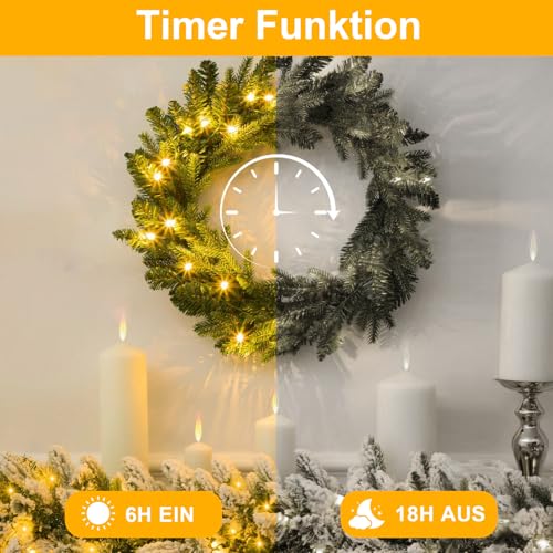 4 Stück LED Lichterkette Batterie mit Timer, 20M 200 LED Lichterkette Wasserdicht mit 5 Modi DIY Silber Micro Drahtlichterkette für Zimmer Party Weihnachten (Warmweiß)