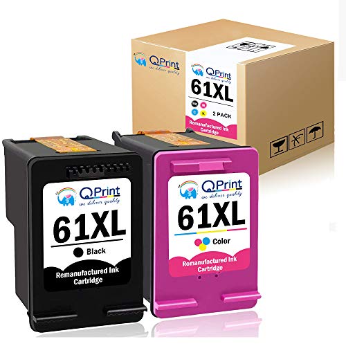 Q-print Remanufactured Ink Cartridges Replacement for HP 61XL 61 XL to use with Envy 4500 5530 5534 5535 Deskjet 1000 1056 1510 1512 1010 OfficeJet 2620 4630 Printer (1 Black, 1 Tri-Color, 2-Pack)