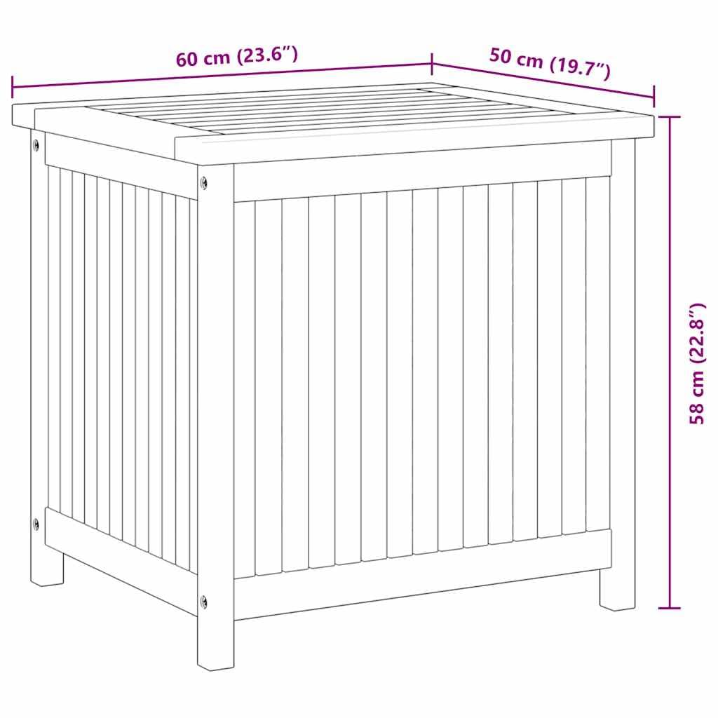 Boîte de rangement de jardin 60x50x58 cm Bois de teck solide