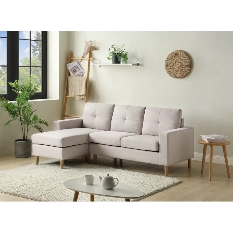 Novo 4 Seater Fabric L Shaped Sectional Sofa Set for Living Room (Left Side,Beige)-image-16
