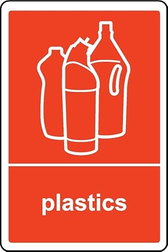 Plastics Recycling Sign - Self Adhesive Sticker (200mm x 150mm)