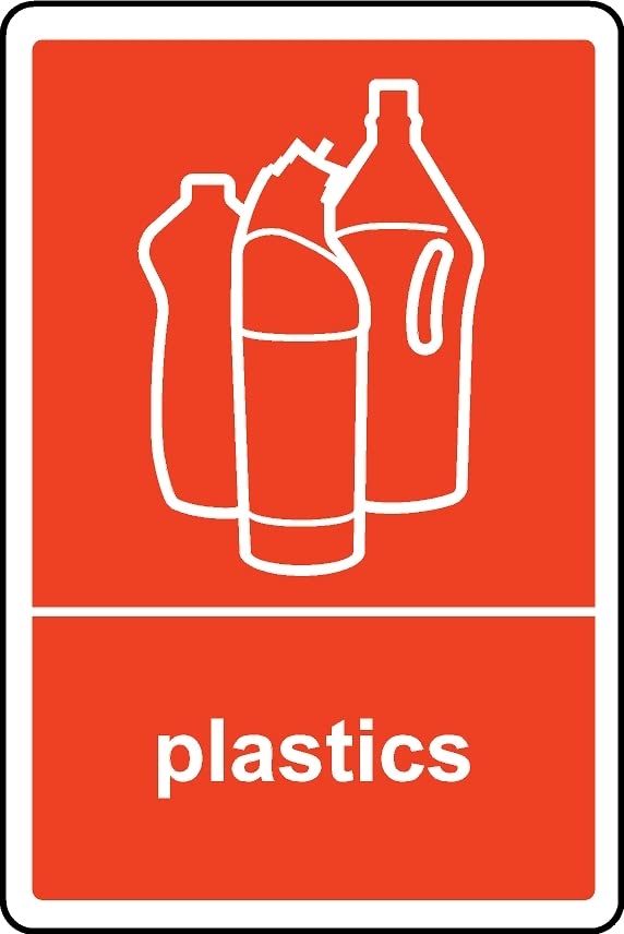 Plastics Recycling Sign - Self Adhesive Sticker (400mm x 300mm)
