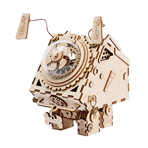 Buy ROBOTIME 3D Laser Cut Wooden Puzzle Music Box Kit Robot Dog Seymour