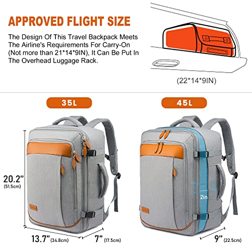 LOVEVOOK Large Carry on Backpack for Women Men Airline Approved, Expandable Suitcase Backpacks With 4 Packing Cubes, Aer Travel Pack 3, Water Resistant Weekender Bag,45L - Image 4