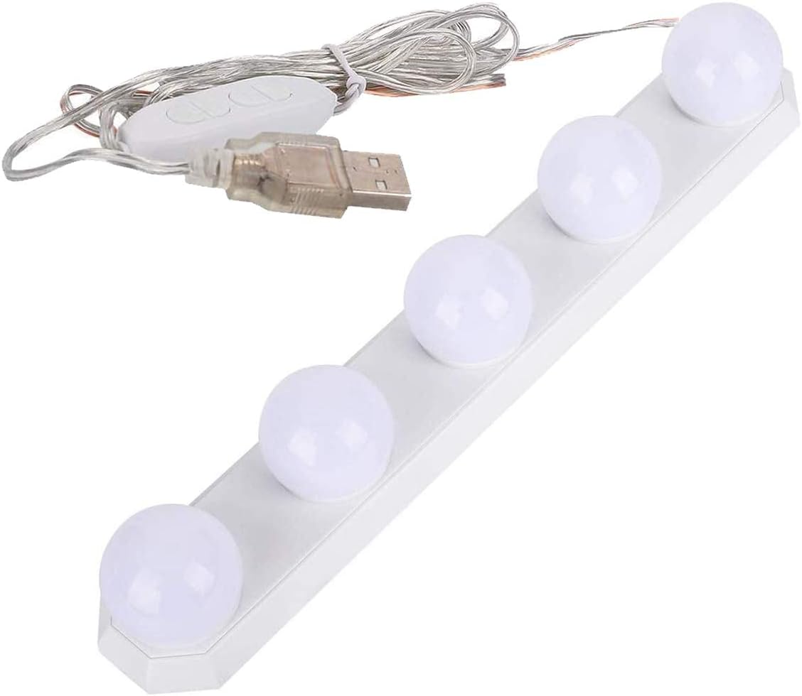 UBEIYI Mirror Lights, Hollywood Style LED Vanity Mirror Lights Kit with 5 Dimmable Bulbs, USB Cable Vanity Lights for Mirror with 3 Color Modes & 5 Adjustable Brightness (5 Bulbs) UBEIYI Mirror Lights, Hollywood Style LED Vanity Mirror Lights Kit with 5 Dimmable Bulbs, USB Cable Vanity Lights for Mirror with 3 Color Modes & 5 Adjustable Brightness (5 Bulbs)