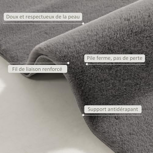 Tapis lavable en machine antidérapant gris clair 230x160 cm à poils longs - 5
