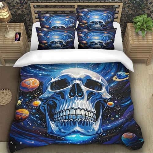 Housse de couette crâne cosmique 140x200 microfibre lit single - 5
