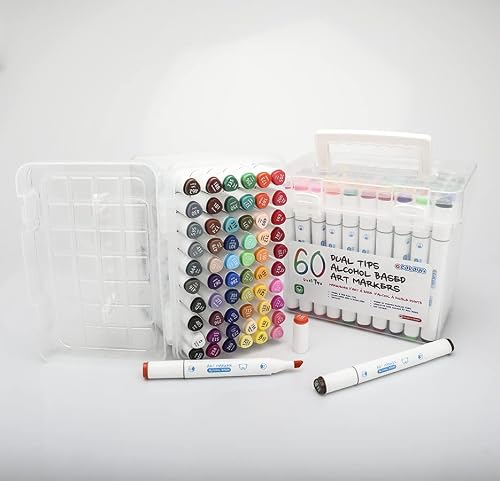 Gcolour 60 Colors Alcohol Based Art Markers For Kids & Adults, Brush & Chisel Dual Tips, School And Art Suppliers, Drawing Markers For Painting, Coloring, Sketching And Drawing With Carrying Case #TOP2