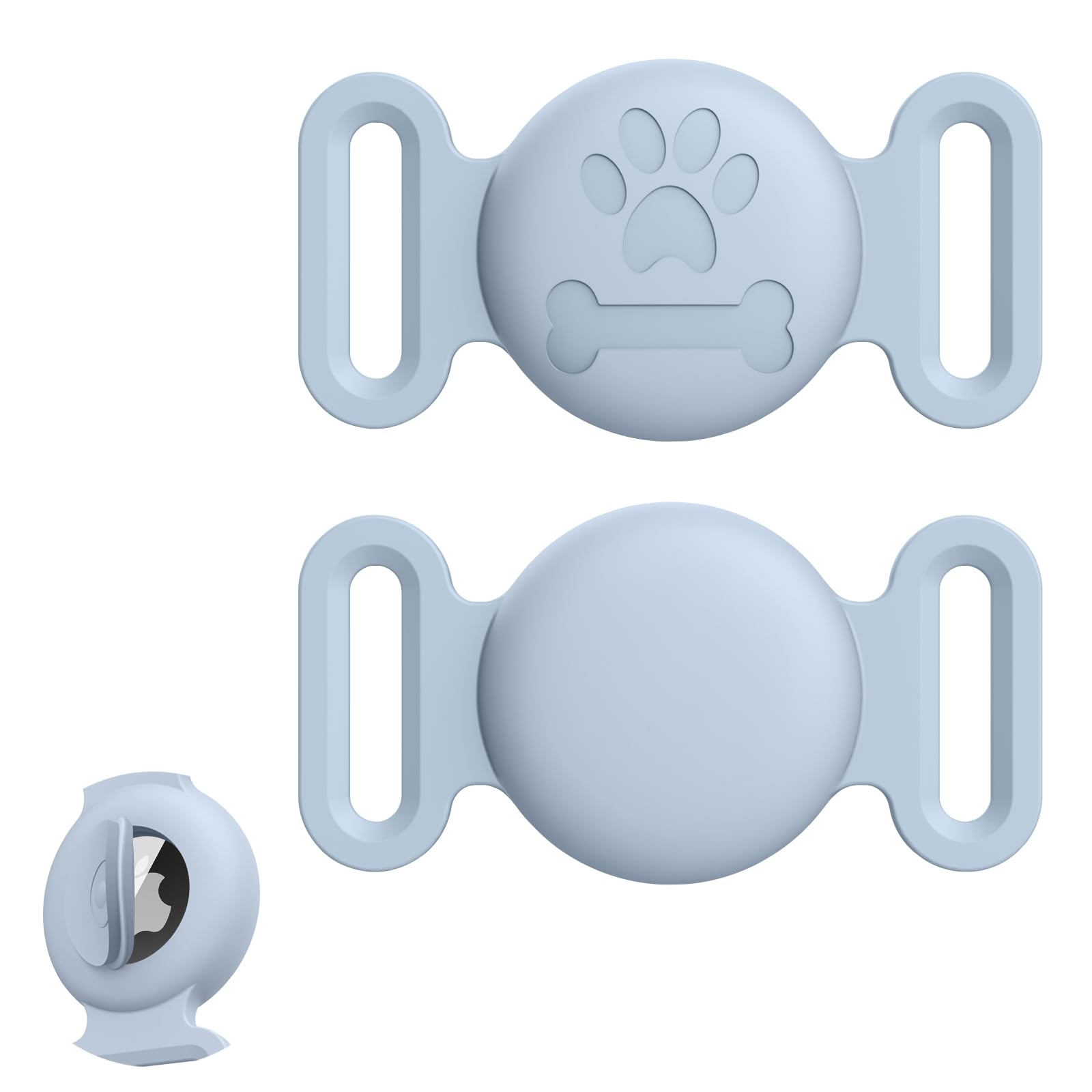 Mugust AirTag Halsband Für Hunde - Wasserdichte Silikon Hülle Mit Knochen Design