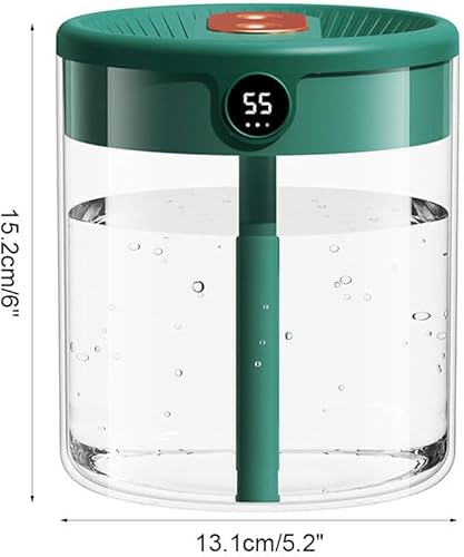 Vista 4 de Humidificador, humidificador de escritorio personal USB de 2L con luz nocturna, boquilla doble, humidificador de aire silencioso para el hogar