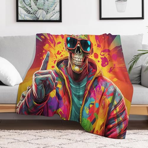Couverture crâne moelleuse pour des soirées cinéma cosy sur le sofa