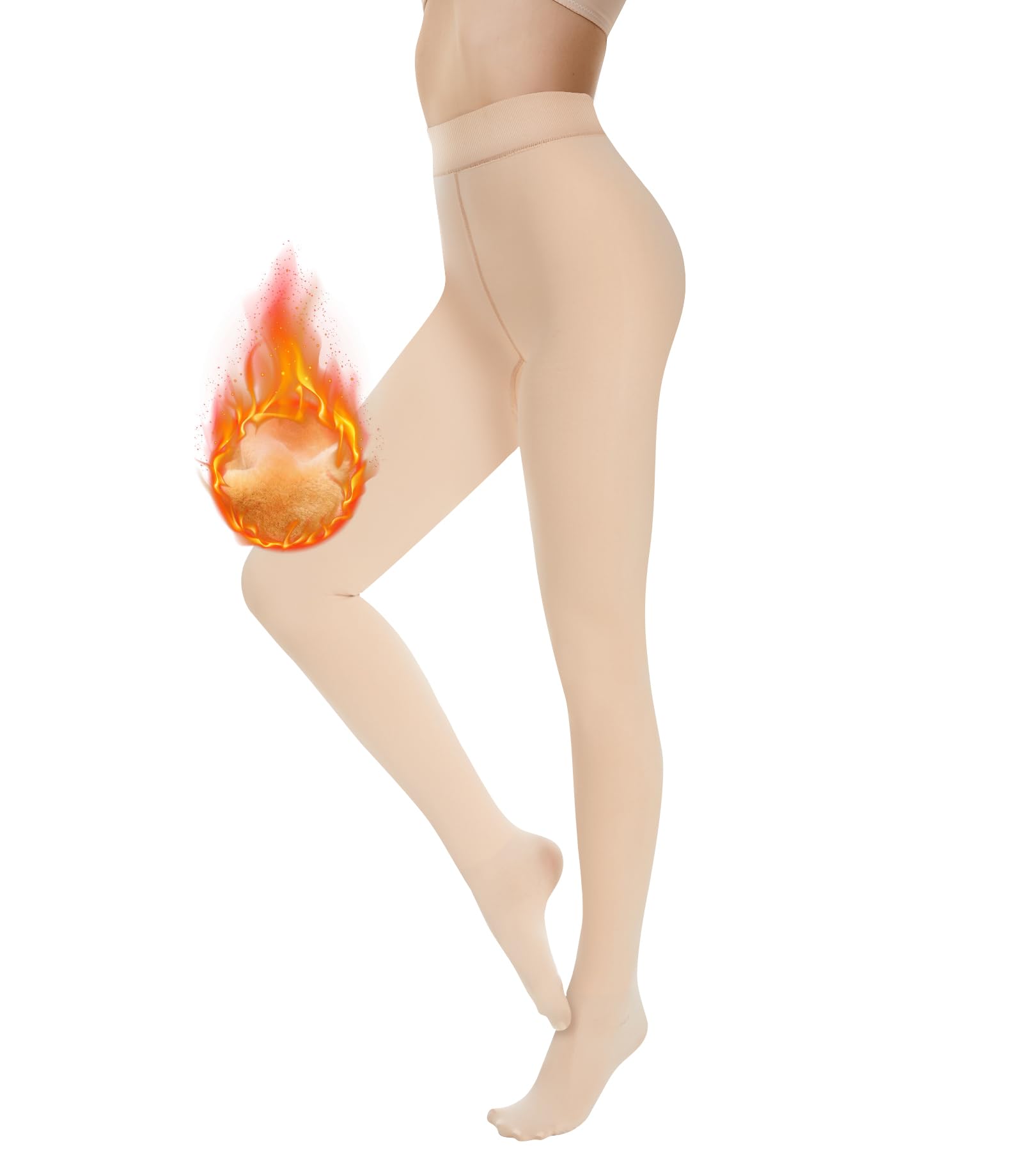 AMIYOYO Thermo Strumpfhose Damen Gefüttert Fleece Thermostrumpfhose Warm Leggings Gefälschte Durchscheinend High Waist Dicke Pantyhose Winter