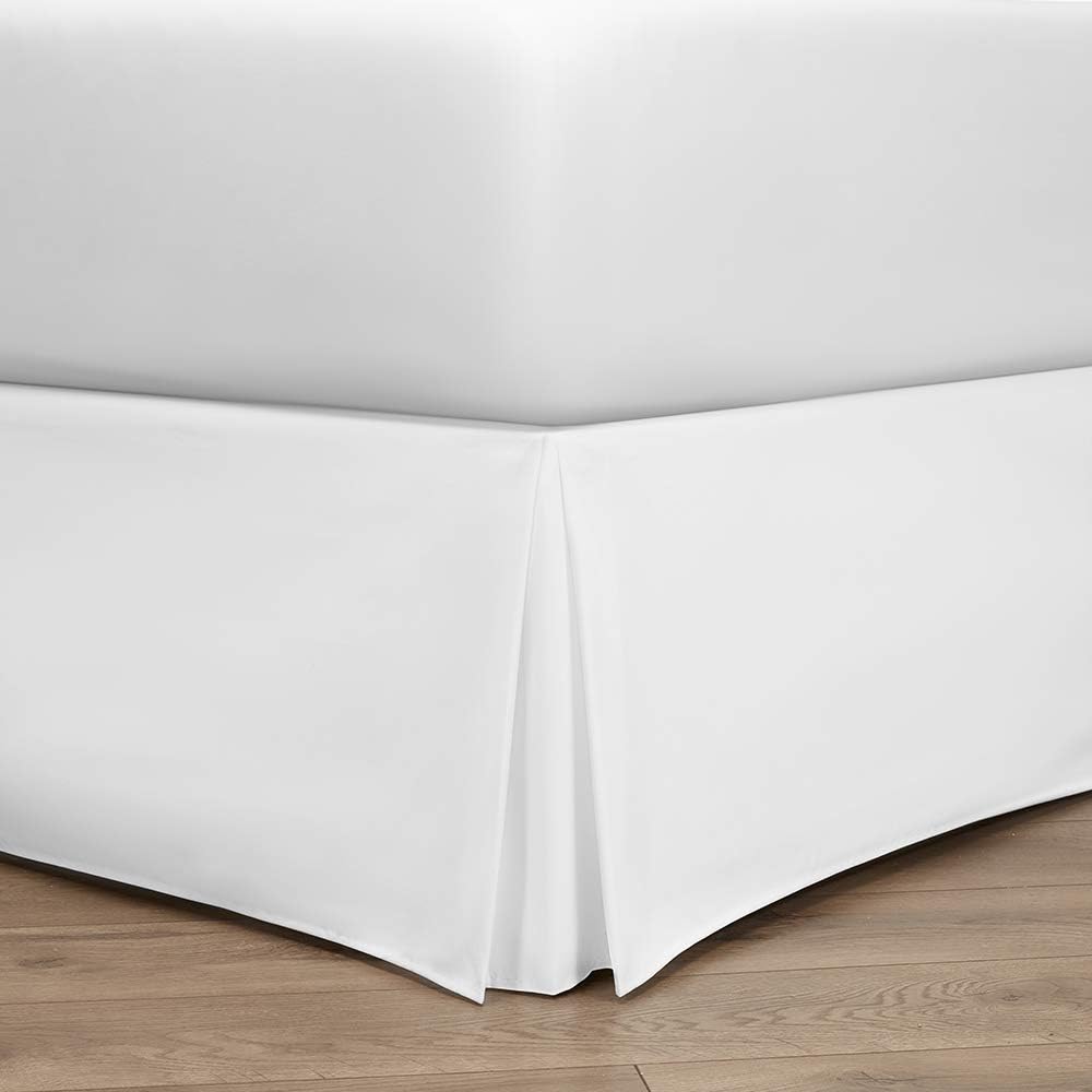 Bed Skirt with 15-inch Drop - Double Brushed Microfiber Pleated Dust Ruffle - King - Cream