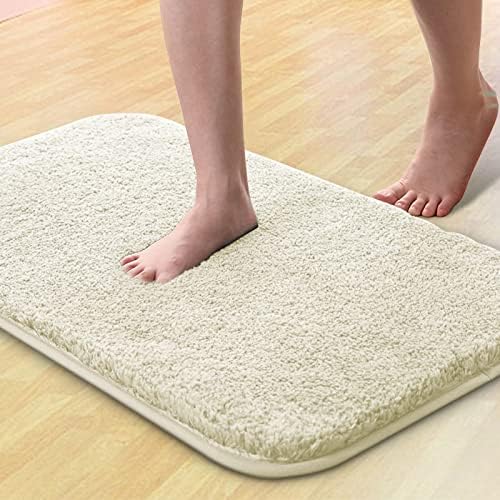 Coidak Bathroom Mat Non Slip, Ultra Soft Bath Rug for Bathroom Absorbent Bathroom Rug Fluffy Microfiber Floor Mat, Quick-drying, Machine Washable - 40 x 60cm (Beige)