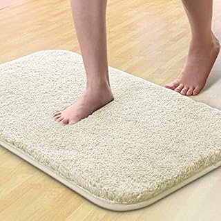 Coidak Bathroom Mat Non Slip, Ultra Soft Bath Rug for Bathroom Absorbent Bathroom Rug Fluffy Microfiber Floor Mat, Quick-drying, Machine Washable - 40 x 60cm (Beige)