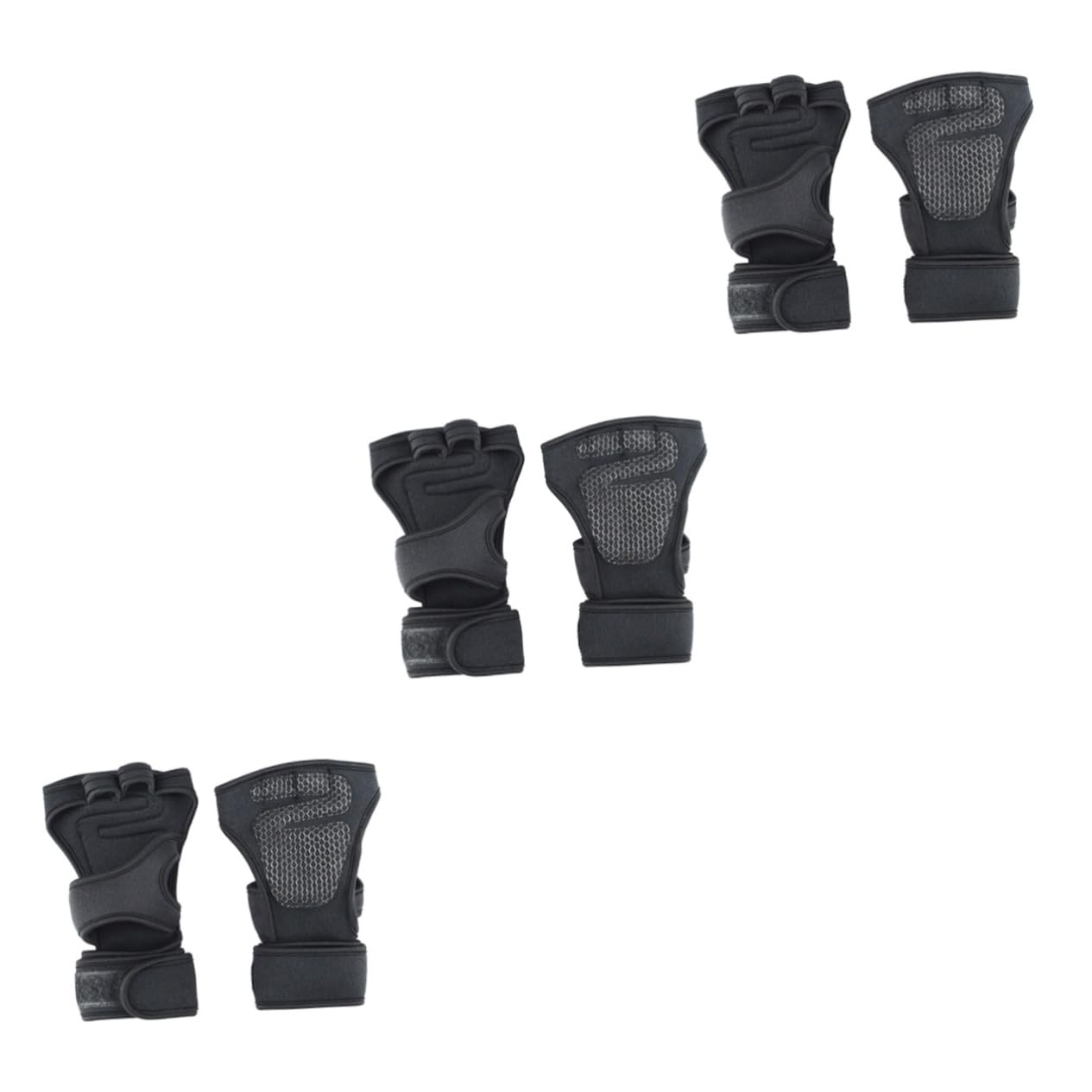 Uonlytech 3pares Guantes Antideslizantes De Media Dedo para Ciclismo y Fitness Material Transpirable Mediano Diseño De Gel De para Entrenamientos Gimnasio y Levantamiento De Pesas Negro
