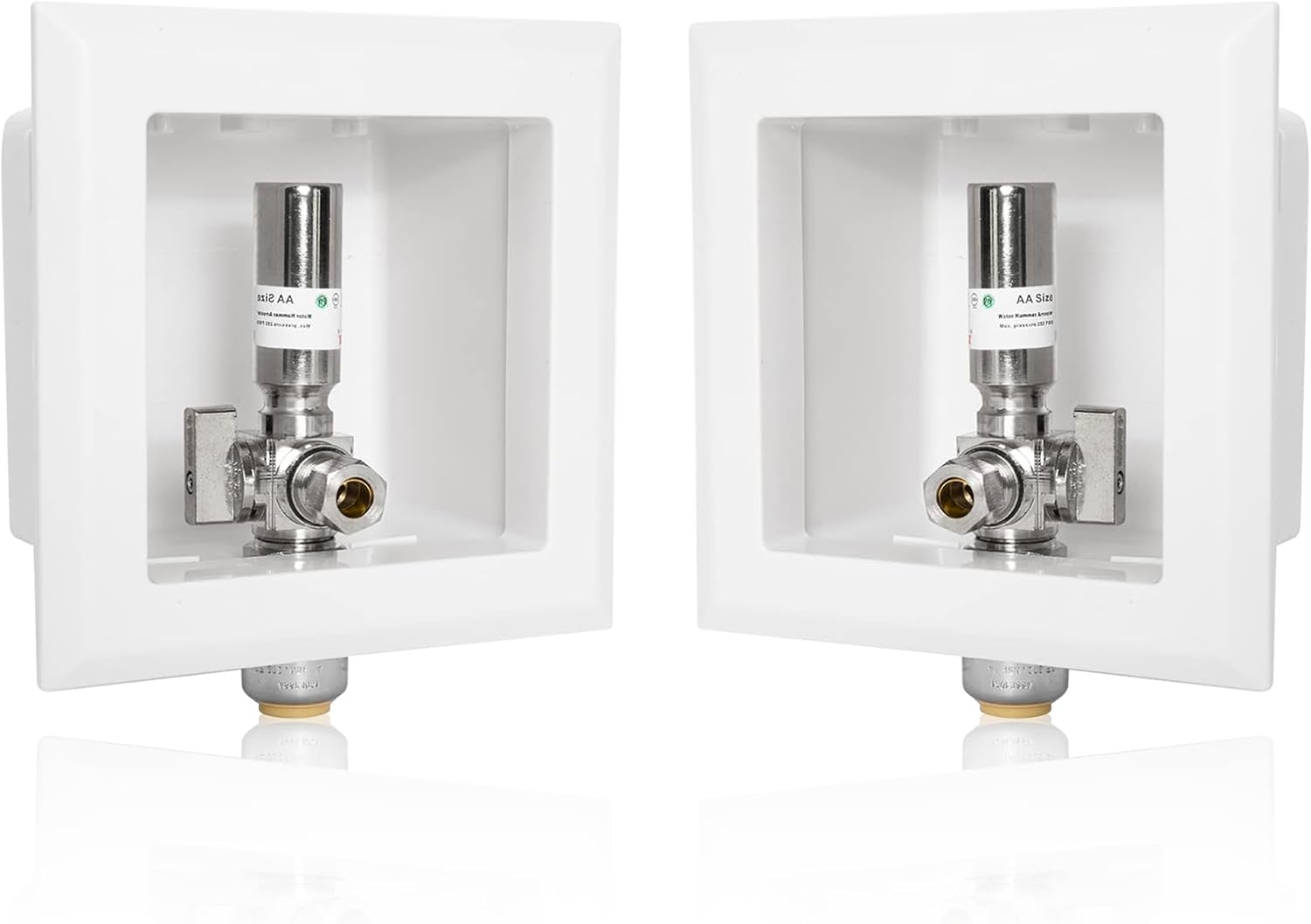 (1 Pack) GUOFIS Dishwasher Outlet Box Push to Connect with 1/4 Turn Ball Vavle,1/2-Inch Push-Fit Connection Inlet with Stainless Steel Water Hammer Arrestor