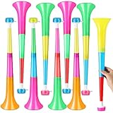 Libima 12 Pcs Vuvuzela Stadium Horn Bulk Noise Makers Blow Horn 21 Inch Collapsible Plastic Trumpet Noisemakers for Football Sporting Events Sports Party Supplies (Multicolor)