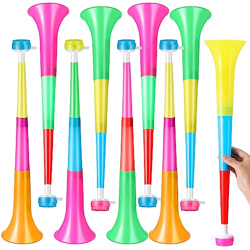 Libima 12 Pcs Vuvuzela Stadium Horn Bulk Noise Makers Blow Horn 21 Inch Collapsible Plastic Trumpet Noisemakers for Football Sporting Events Sports Party Supplies (Multicolor)