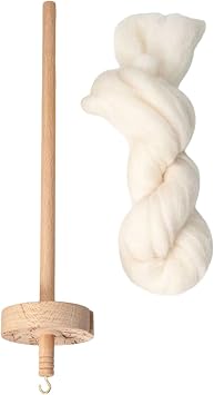Drop Spindle Top Whorl Yarn Spinner with Wool Strips Crafting Supply Practical Easy to Use 12.80inch Wood Drop Spindle Set for Woven DIY