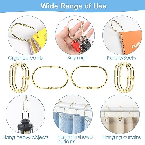 image for Goowin Shower Curtain Rings, 12 Pcs Shower Curtain Hooks, Oval Snap Sh