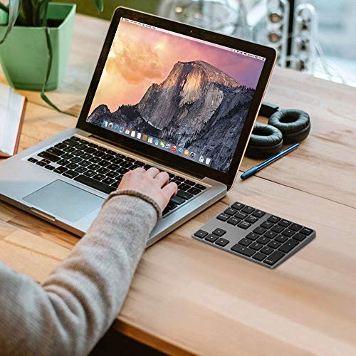 Lekvey JP06B Bluetooth Number Pad, Lekvey Aluminum Rechargeable Wireless Numeric Keypad Slim 34-Keys External Numpad Keyboard Data Entry Compatible thumb #6