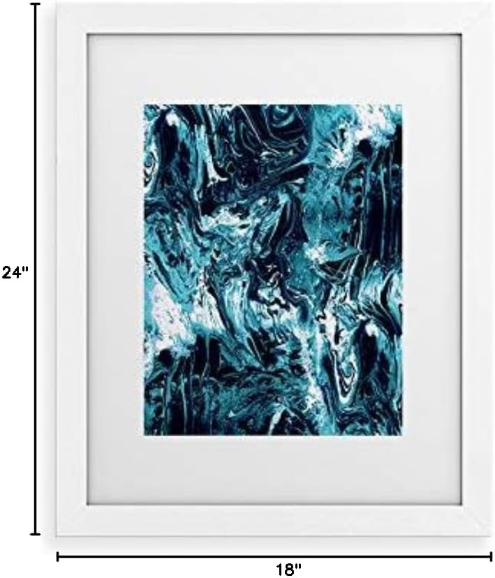 Deny Designs Cayenablanca Framed Art Print, White Classic (18" x 24"), Blue Marble