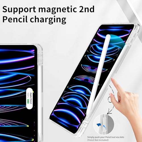 Aoub Crystal Case for iPad Pro 11 inch 4th/3rd Generation 2022/2021, Hard Clear Back with Pencil Holder, Auto Sleep/Wake Support Pencil Wireless Charging, for iPad 11" Pro 2nd 1st 2020 2018 - Gray by aoub - Image 4