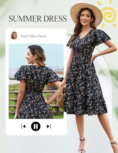 Bridesmay Casual Summer Dresses for Women with Sleeves Flowy Boho Floral Dress Midi Length 20253