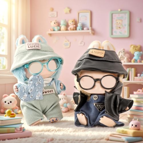 WALLFID 2PCS 17cm Doll Accessories – Stylish Outfit with Hat + Mini Scooter Prop, Cute Motorcycle & Clothes Set for Doll Display, Role Play, Shelf Decor or Party Scene Decoration (Blue) - Thumbnail 2