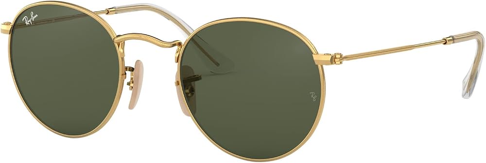 Óculos de Sol Ray-Ban Round Flat, Ouro, Tamanho 53 em oferta