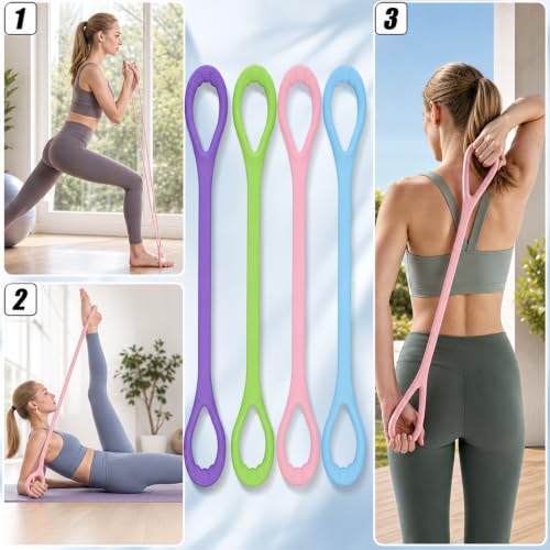 Image of 4 Colors Elastic Resistance Bands, Portable Home Gym Equipment for Shoulder and Back Training