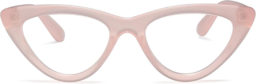 2SeeLife Premium Cat Eye TR-90 Reading Glasses for Women NarrowMedium Fit, Sturdy Frame, Spring Hinges, Stylish Readers, Clear Pink, +1.00