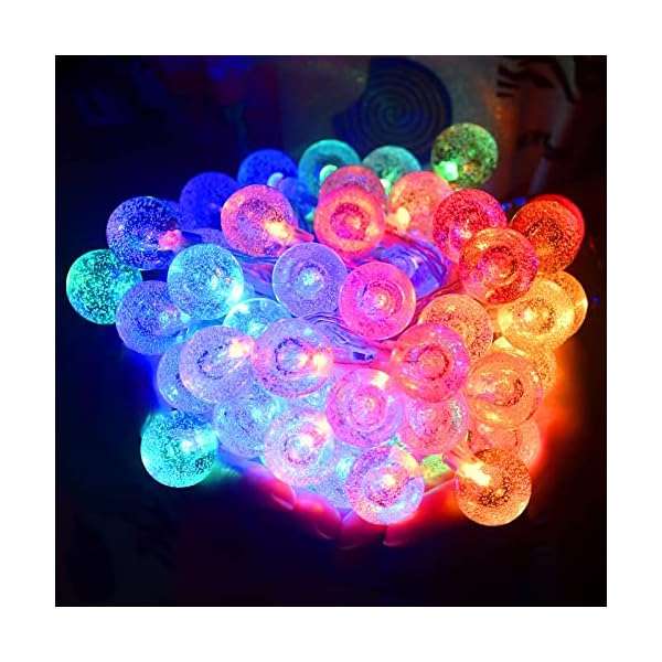 LED Lichterkette Außen Weiß, 60 LED Lichterkette Batterie/USB betrieben, Wasserdichte Lichterkette Kristallkugel mit…