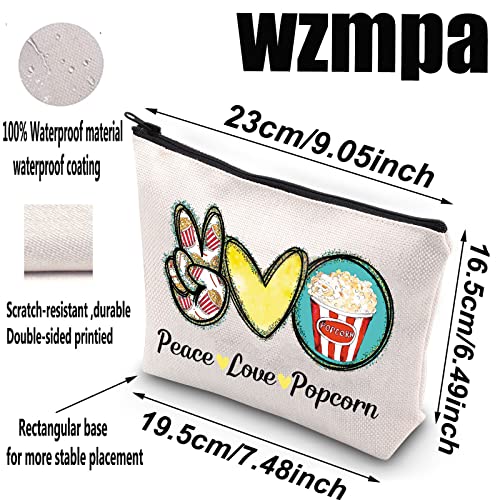 Wzmpa Popcorn Cosmetic Makeup Bag Snacks Popcorn Lover Gift Peace Love Popcorn Makeup Zipper Pouch Bag Popcorn Merchandise (Peace Popcorn) #TOP1