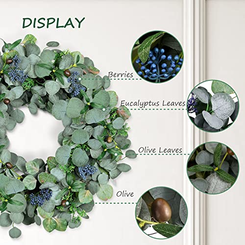 Eucalyptus Wreath, Colorspec 24 Inch Eucalyptus Wreaths For Front Door All Year Round, Spring Summer Eucalyptus Front Door Wreath With Olive Leaf And Berries For Indoor Outdoor Party Wedding Holiday… #TOP2