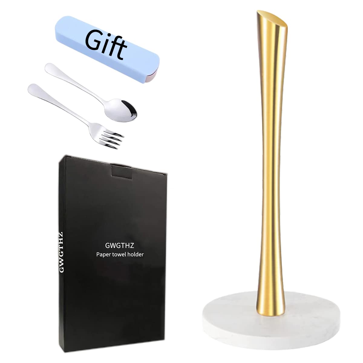 Photo 1 of GWGTHZ Gold Paper Towel Holder Countertop, Marble Paper Towel Holder Used for Kitchen&Bathroom, Paper Towel Holder Made of Stainless Steel for Easy One-Handed Operation Gold