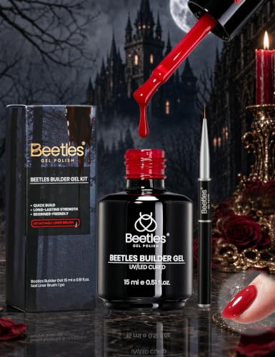 Image of Beetles Crimson Whisper Red Builder Nail Gel & Nail Brush TPO & HEMA-Free