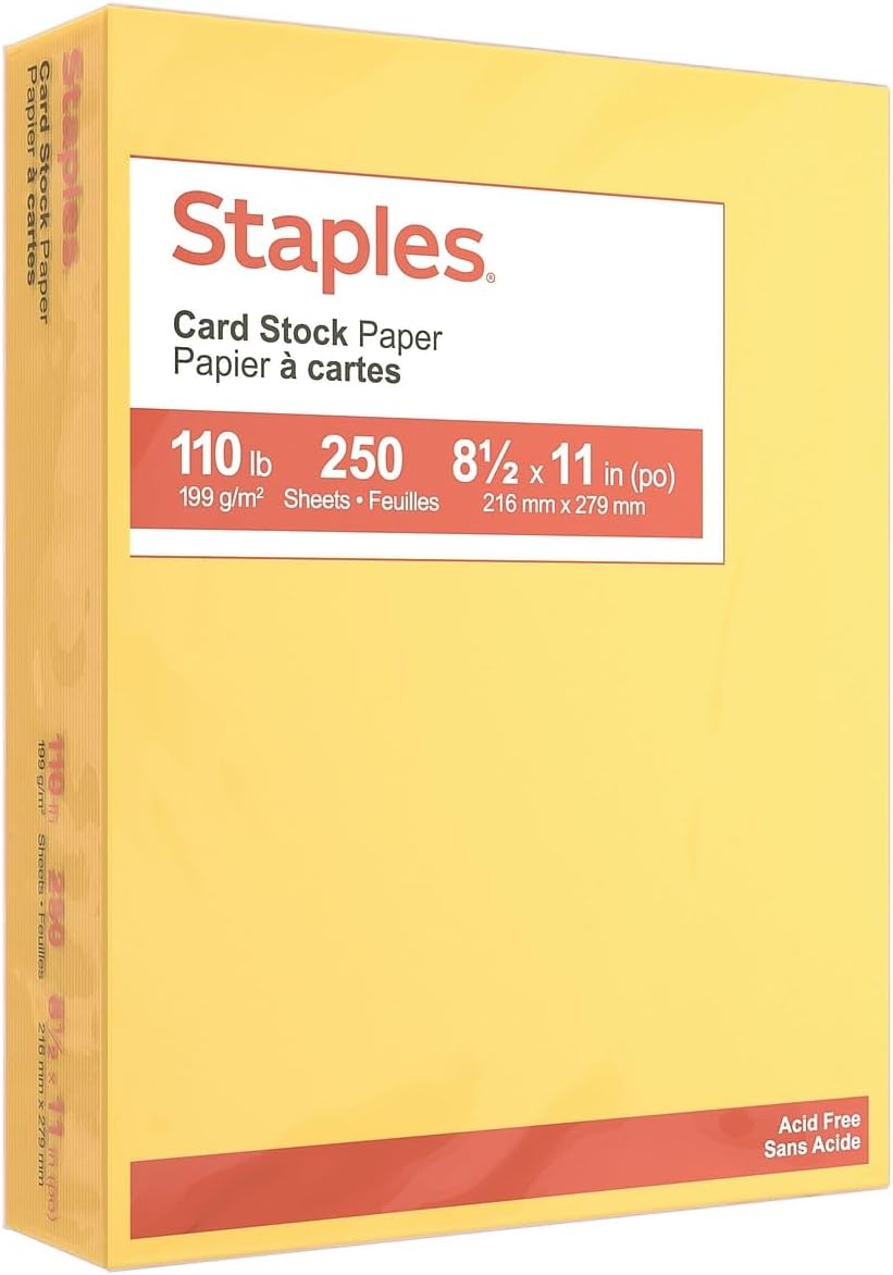 Staples Cardstock Paper 110 lbs 8.5-Inch x 11-Inch Blue 250/Pack, For Office, School & Home