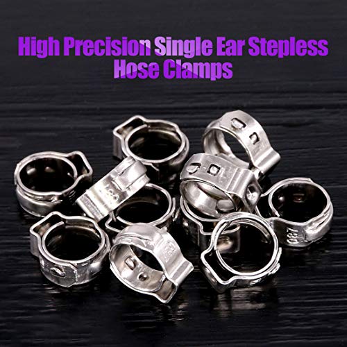Swpeet 35Pcs 7-8.7mm 304 Stainless Steel Single Ear Hose Clamps, Crimp Hose Clamp Assortment Kit Ear Cinch Rings Crimp Pinch Fitting Tools Perfect for Automotive, Home Appliance Line - Thumbnail 6