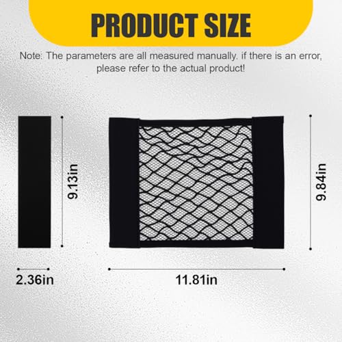 KPFILEH 2PCS Car Mesh Cargo Storage Net, 11.81\" x 9.84\" Elastic Stretchable Automotive Organizer Pouch Bag with Tape Stickers, Universal Vehicle Wall Sticker Net Pocket for RV, SUV, Car (M)