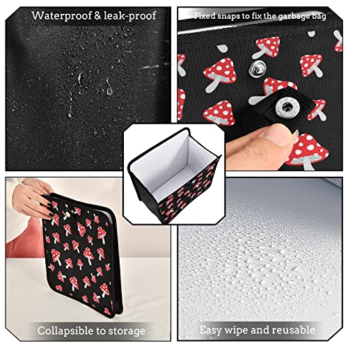 Image of Cute Mushrooms Car Trash Can, Red Dots Foldable Hanging Car Trash Bag, Small Waterproof Car Accessories Garbage Bin (g300885936p857c913s2021)