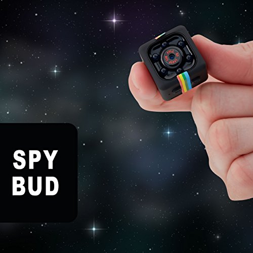 Spy Bud HD Hidden Mini Spy Camera SQ11 - Portable Motion Detection - Night Vision - For Drone, Car, Home & Office - With 8GB SD Card, memory Card Adapter & Card Reader