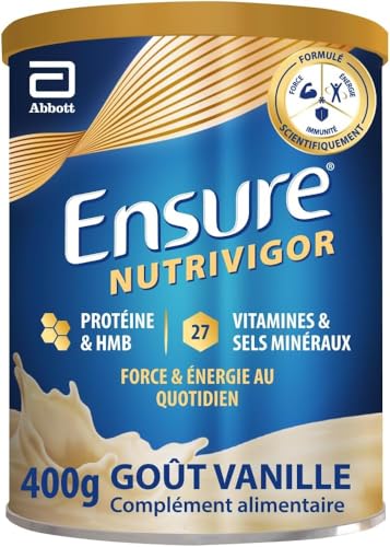 Ensure Nutrivigor 400g Vanille - Complément Alimentaire pour Adultes; Protéines de Haute Qualité, HMB, 27 Multivitamines et Minéraux (Dont Vitamine C, Vitamine D, Magnésium et Zinc)