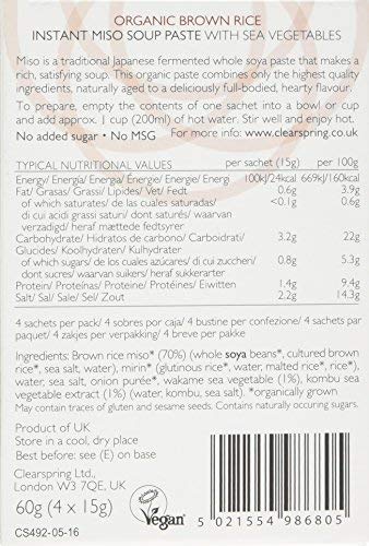 Sopa de Miso Orgánica Clearspring 60 g Pack de 4 miniatura 2