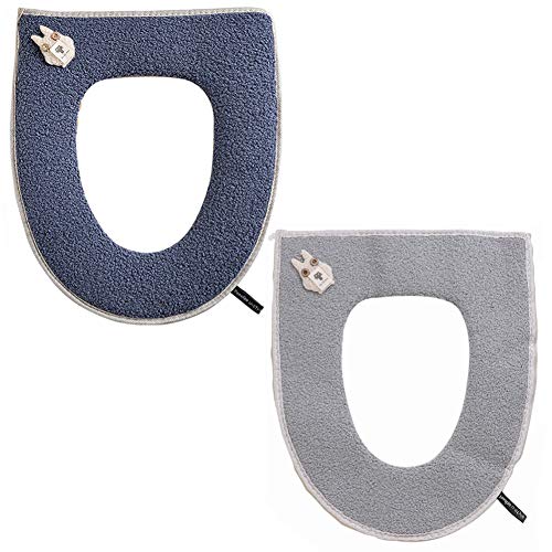 JPYH Funda universal para asiento de inodoro con cremallera, 2 unidades, antibacteriana, de lujo, cálido, con bucle para colgar, asiento de...