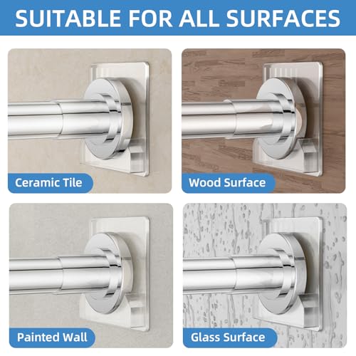Image of CorkLatta Chrome Shower Curtain Rod,1 Inch Diameter Stainless Steel Adjustable Spring Tension Rods 32 to 68 inch,with Holders,Anti-Slip,Curtain Rods No Drilling(1 Pack)