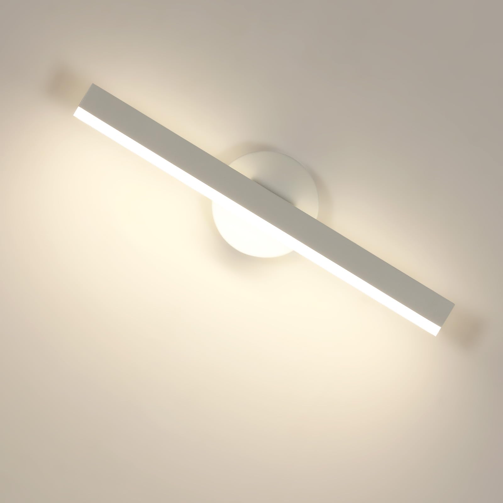 Riserva Applique Murale LED Blanche, 12W 300° Rotatif Lampe Murale Moderne, 4500K Blanc Neutre, Luminaire Mural Minimaliste pour Salle de Bain, Chambre, Couloir, Escalier, Hôtel, 38cm